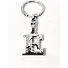 Moncuk Design E Harfi Gümüş Renk Metal Anahtarlık – Minimal ve Şık Harf Tasarımı