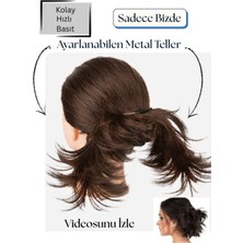 Özbience Koyu Kahverengi Teller Tokalı Topuz, Kolay Ayarlanabilir, Hafif ve Şık