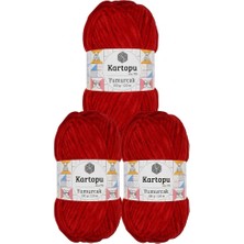 Kartopu Yumurcak Kadife K0126 Kırmızı 100 gr 120 mt 3 Adet
