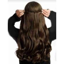 Özbience Açık Kestane Yarım Ay Çıt Çıt Postiş, Fön ve Maşa Uygulamalı, Isıya Dayanıklı