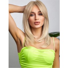 Özbience Sarı Küllü Tarz Perçemli Kısa Peruk, Gerçek Saç Dokusu, Şık ve Doğal Görünüm