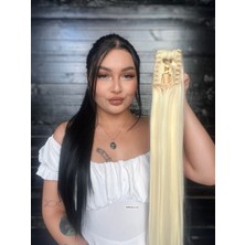 Özbience 70CM Uzun Düz At Kuyruğu Postiş, Tokalı, Açık Platin Renk