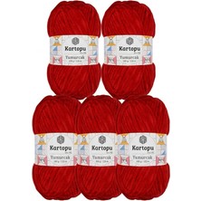 Kartopu Yumurcak Kadife K0126 Kırmızı 100 gr 120 mt 5 Adet