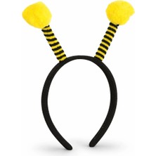 TE Dükkan Buğz Sarı Siyah Arı Antenli Taç - Çocuk Arı Tacı Mega Ponponlu