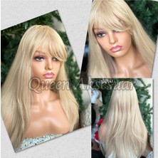 Özbience Lüks Fiber Uzun Düz Kahküllü Kadın Peruğu, Isıya Dayanıklı, Doğal Görünüm