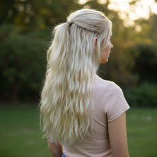 Özbience 3’lü Açık Platin Dalgalı Yarımay Çıt Çıtlı Saç Seti, 2 Yan Ekstra Kabarık, 250 gr