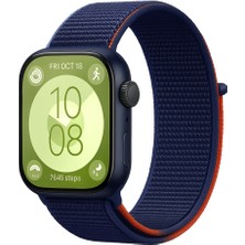 Newface Huawei Fit 4 Hasırlı Cırtcırtlı Kordon - Lacivert-Turuncu