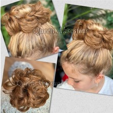 Özbience Dağınık Topuz Tarzı Kahverengi Fiber Lastikli Postiş Peruk