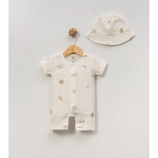 Uzay Detaylı Şapkalı Barbatöz - Ekru - 3 - 6 Ay Ekru