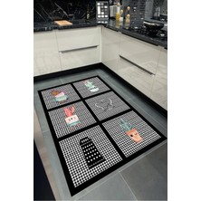 Özbience Yıkanabilir Siyah Kaymaz Taban Halı, Salon, Koridor, Mutfak Için Ideal