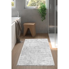 Özbience Kaymaz Taban Banyo Halısı Yıldız Desenli Modern Gri Renk