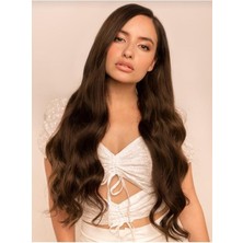 Özbience Açık Kestane Yarım Ay Çıt Çıt Postiş, Isıya Dayanıklı, Doğal Görünüm