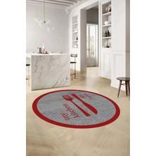 Özbience Yıkanabilir, Kaymaz Tabanlı, Motifli, Yuvarlak Salon ve Mutfak Halısı