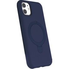Newface Apple iPhone 11 Regal Magsafe Standlı Kapak - Lacivert