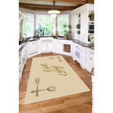 Özbience Modern Çatal Bıçak Desenli Yıkanabilir Kaymaz Taban Halı