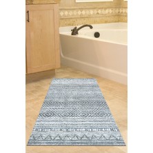 Özbience Kaymaz Taban Banyo Halısı Trend Iskoç Tarzı Turkuaz F5087