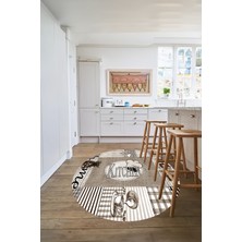 Özbience Yıkanabilir Mutfak Temalı Yuvarlak Kaymaz Halı, Şık ve Pratik Kullanım