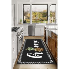 Özbience Dijital Baskılı Ananas Desenli Yıkanabilir Kaymaz Taban Salon ve Mutfak Halısı