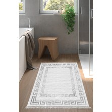 Özbience Kaymaz Taban Banyo Halısı Trend Saçaklı Modern Gri KT418