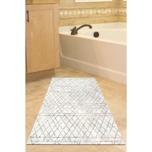 Özbience Kaymaz Taban Banyo Halısı Trend Iskoç Desenli Bej F5079