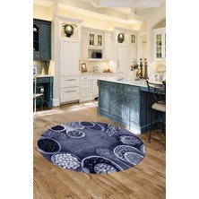 Özbience Dijital Baskılı Yuvarlak Yıkanabilir Kaymaz Taban Salon Mutfak Halısı