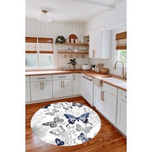 Özbience Dijital Baskılı Kelebek Desenli Yıkanabilir Kaymaz Taban Halı