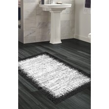 Özbience Modern Siyah Yıldız Deri Banyo Halısı, Kaymaz Taban, Şık ve Konforlu