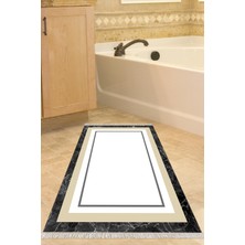 Özbience Yıkanabilir Kaymaz Taban Banyo Paspası, Eko Trend Djt Bordürlü Krem