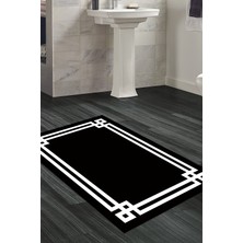 Özbience Kaymaz Taban Modern Pamuk Banyo Halısı Siyah 1669