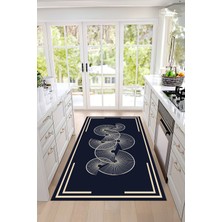 Özbience Baskılı Çerçeveli Yıkanabilir Kaymaz Taban Salon Mutfak Yolluğu