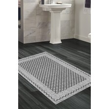 Özbience Kaymaz Taban Banyo Halısı Yıldız Deri Modern M5001 Gri
