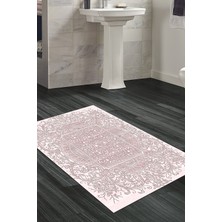 Özbience Yıldız Desenli Pudra Renkli Kaymaz Taban Banyo Halısı, Modern Tasarım