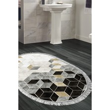 Özbience Kaymaz Taban Banyo Halısı Trend Saçaklı Oval, Şık ve Konforlu Tasarım