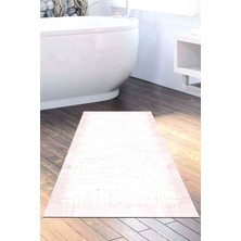 Özbience Yıldız Desenli Kaymaz Taban Banyo Halısı Pudra Renk