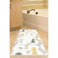 Özbience Kaymaz Taban Banyo Halısı, Pamuk Saçaklı, Modern, Krem, Djt S1030