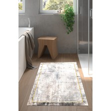 Özbience Kaymaz Tabanlı Modern Banyo Halısı Gri M12271