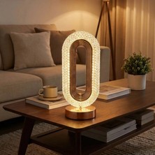 Nacario Mey Ithalat® Oval Şeklinde Kristal LED Masa Ası – Dokunmatik, 3 Renk Işık Modlu, Şarjlı Dekoratif