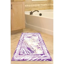 Özbience Kaymaz Taban Banyo Halısı, Modern Pamuk Djat Star 728 Mürdüm