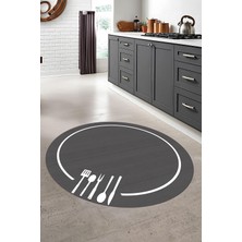 Özbience Yıkanabilir, Kaymaz Taban, Düz Renk, Desenli Yuvarlak Halı