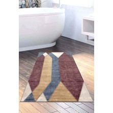 Özbience Kaymaz Tabanlı Modern Pamuk Banyo Halısı, Renkli ve Şık Tasarım