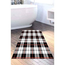 Özbience Modern Siyah Pamuk Banyo Halısı, Kaymaz Taban, Şık ve Konforlu Tasarım