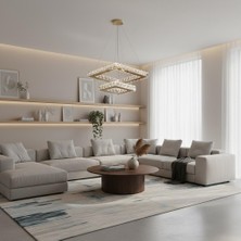 Elizim Home Lighting Kristal Taşlı 2 Katlı Uzaktan Kumandalı Gold Ledli Avize