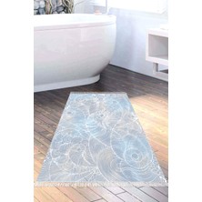 Özbience Yıldız Desenli Kaymaz Banyo Halısı, Derili Saçaklı ve Modern Tasarım