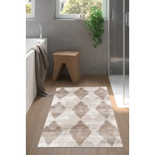 Özbience Yıldız Deri Kaymaz Taban Banyo Halısı Kahve 75CM