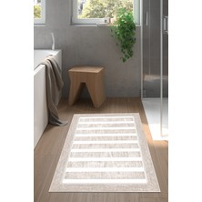 Özbience Kaymaz Taban Banyo Halısı Trend Saçaklı Modern Bej 1545
