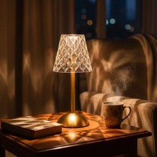 Nacario Mey Ithalat® Uzun Klasik Şeffaf Baklava Model LED Masa Ası – Dokunmatik, 3 Renk Işık Modlu, Şarjlı