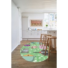 Özbience Yıkanabilir Desenli Yuvarlak Mutfak ve Salon Halısı, Kaymaz Taban