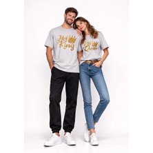 Nevermind King Queen Sevgili Kombini Oversize Çift Tişört Unisex Partner Kombin Uyumlu Çift Seti