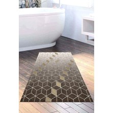 Özbience Kaymaz Tabanlı Modern Banyo Halısı, Şık ve Kullanışlı Gri Renk