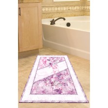 Özbience Kaymaz Taban Banyo Halısı Yıldız Desenli Modern Pudra Renk